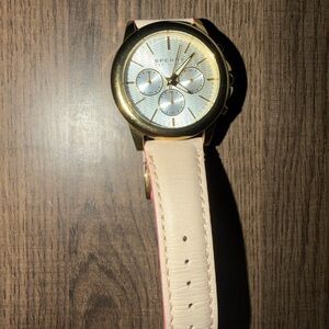 Sperry Top-Sider Gold-Tone Watch with Cream Leather Strap